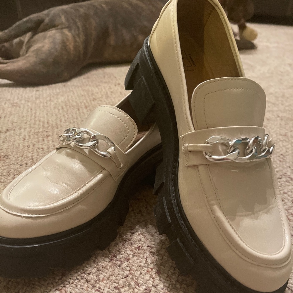 Off white platform loafers size 11